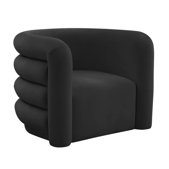 Wood Curves Black Velvet Lounge Chair For Sale - Image 7 of 7