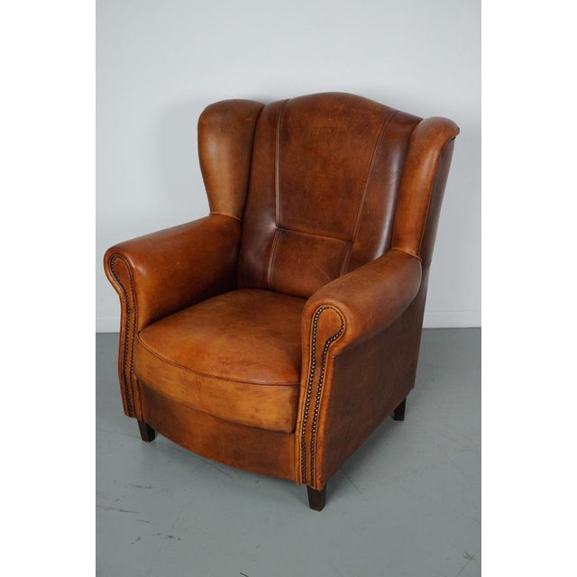 Vintage Dutch Cognac Colored Leather Club Chair For Sale - Image 4 of 18