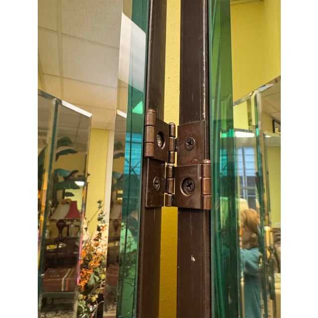 Henredon Vintage Henredon Mirrored Folding Screen / Room Divider — Hollywood Regency Glam For Sale - Image 4 of 6