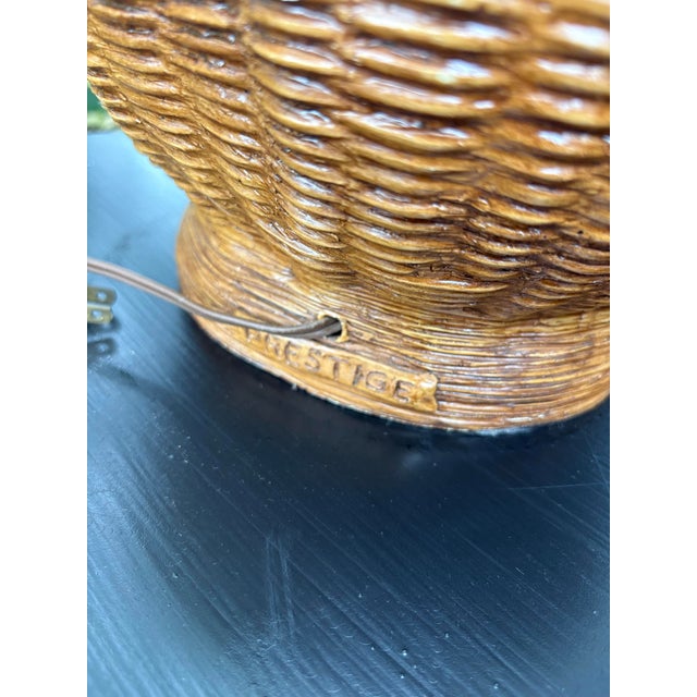1970s Vintage Prestige Basket Weave Sculptural Table Lamp For Sale - Image 5 of 7