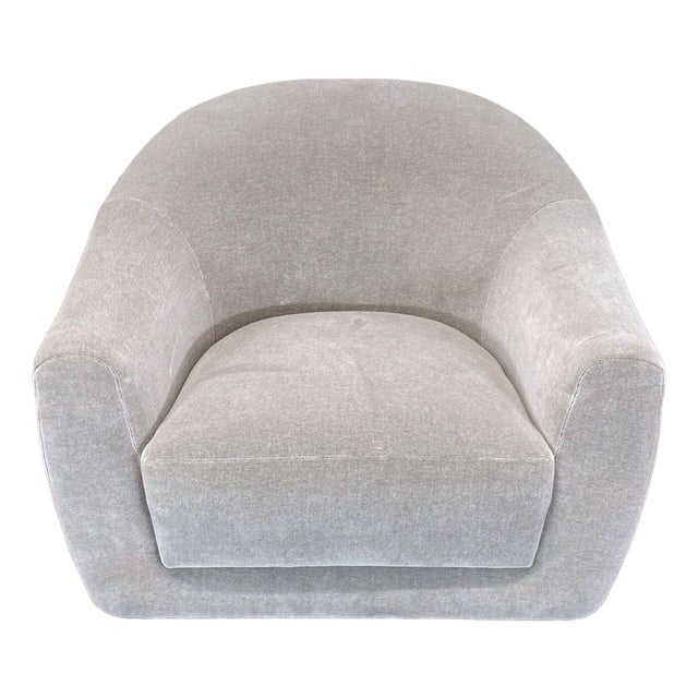 Maiden Home Attributed Oliver Modern Swivel Lounge Chair in Limestone For Sale