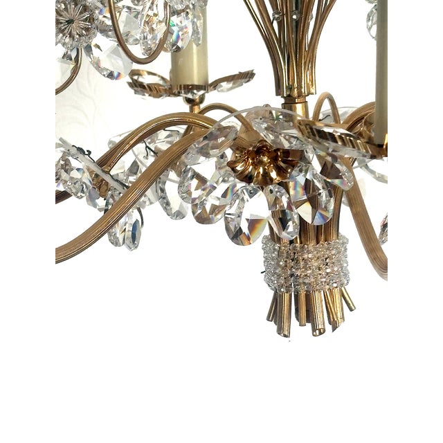 Vintage Brass Lead Crystal Chandelier from Palwa, 1960s For Sale - Image 4 of 18