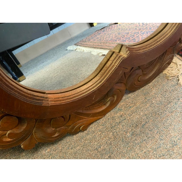 Wood 20th Century Mexican Handcrafted Carved Oak Mirror For Sale - Image 7 of 12