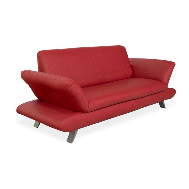 Vegan Leather Three-Seater Red Manual Function Rossini Sofa from Koinor For Sale - Image 5 of 14