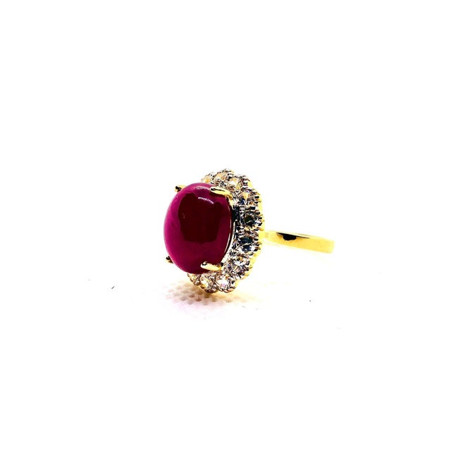 Gemstone Bochic “Capri” Vintage Natural Ruby & Natural Topaz Retro Ring Set In 18K Gold For Sale - Image 7 of 10