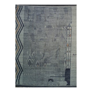 Marrakech Mosaic Hand-Knotted Wool Rug Carpet, Geometric Tribal Design Modern For Sale