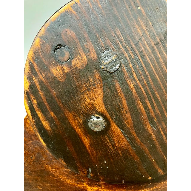 Antique Pegged-Joint Rolling Pin Gout Stool in Verdant Green Leatherette For Sale - Image 16 of 18