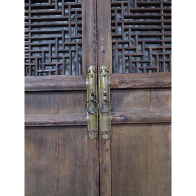 Antique Chinese 4 Panel Lattice Wood Screen Doors For Sale - Image 9 of 15