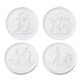 Early 20th Century Set of Four Royal Copenhagen Neoclassical Biscuit Porcelain Wall Relief Plaques For Sale