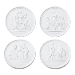 Early 20th Century Set of Four Royal Copenhagen Neoclassical Biscuit Porcelain Wall Relief Plaques