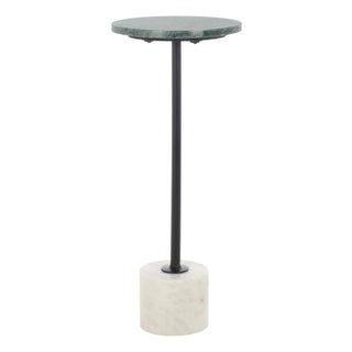 Karik Round Marble Side Table in Dark Green / Black For Sale