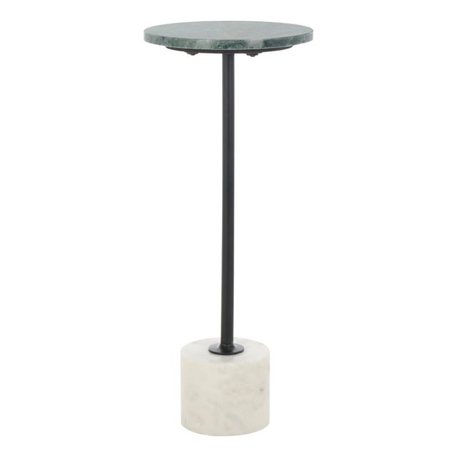 Karik Round Marble Side Table in Dark Green / Black For Sale