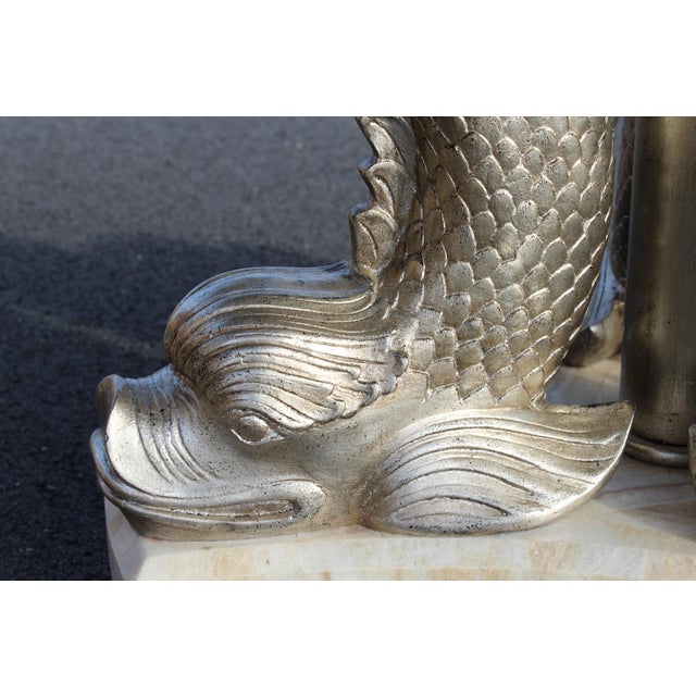 Maitland-Smith Silver Giltwood Dolphin Table For Sale - Image 9 of 18