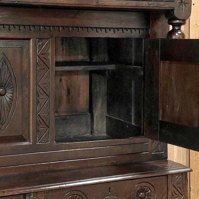 18th Century English Renaissance Two-Tiered Oak Cabinet For Sale - Image 9 of 18
