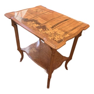 Antique Inlaid Marquetry Art Nouveau Table by Émile Gallé For Sale