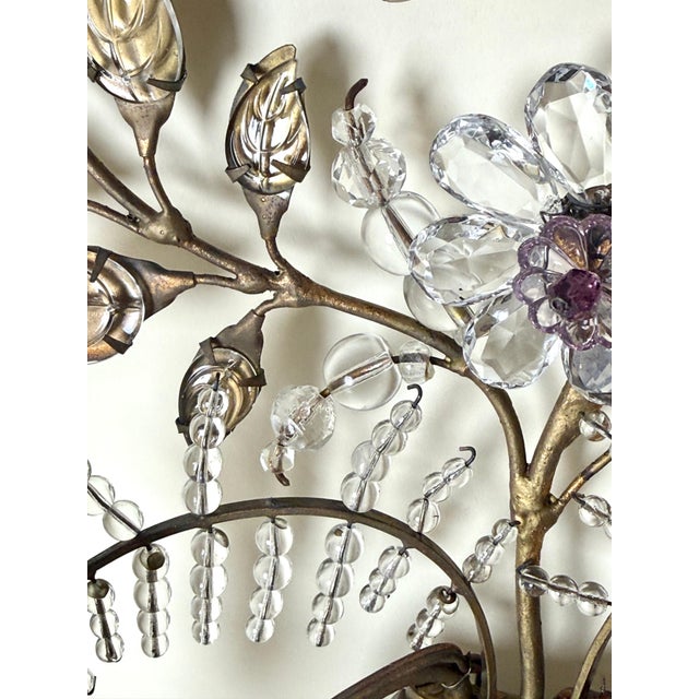 Italian Wall Sconces with Amethyst and Smoky Glass Blossoms, 1950s, Set of 2 For Sale - Image 16 of 18