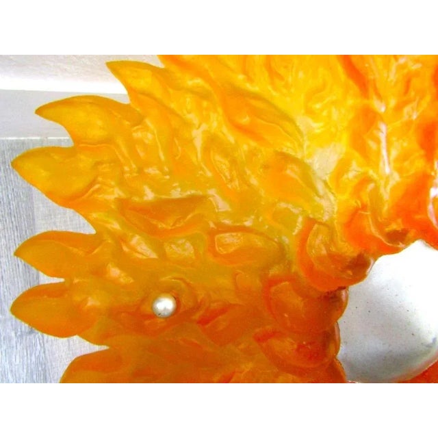 Large Sirmos Orange Fiberglass Resin Sun Design Art Deco Revival Chandelier For Sale In Miami - Image 6 of 14