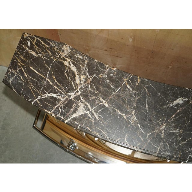 Mid-Century Modern Chrome Home Cocktail Bar with Marble Top For Sale - Image 12 of 18