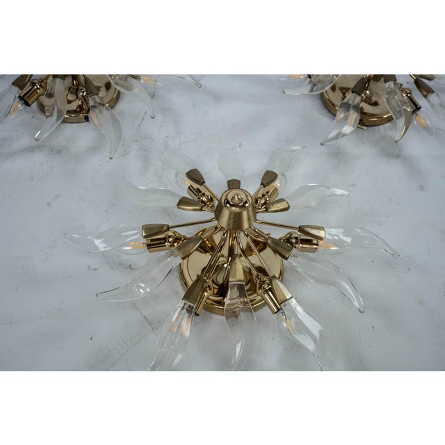 Brass and Crystal Ceiling Lamps, Italy, 1970s, Set of 3 For Sale - Image 11 of 18
