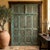 Mid-Century Modern Antique Green Carved Door Teak Wood Double Door Hinged Garden Door 98x69 For Sale - Image 3 of 5