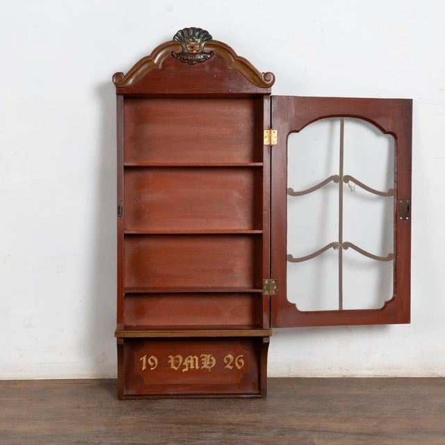 20th Century Hand-Painted Hanging Display Cabinet Dated 1926 20th-century hand-painted hanging display cabinet crafted in...