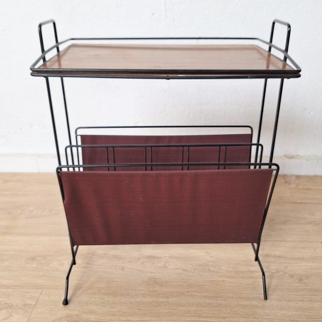 Vintage Newspaper Rack with Upper Shelf, 1960s For Sale - Image 6 of 7