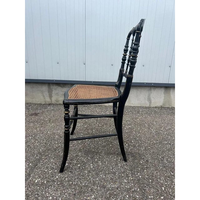 Napoleon III Chair in Blackened Wood and Canework For Sale - Image 9 of 11