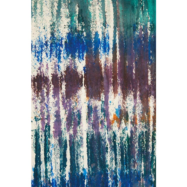 "Imprints / Turquoise Blue Purple Pink" Large Abstract Acrylic Performance Painting by Simon Findlay For Sale - Image 10 of 12