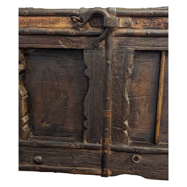 Wood 1950s Indian Rustic Reclaimed Teak Wood Ox Cart Bench For Sale - Image 7 of 7