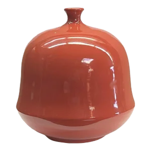 Small Mouth Round Body Deep Blush Red Artistic Art Porcelain Vase