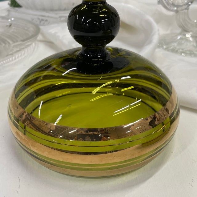 Vintage European Art Glass Lidded Candy Dish For Sale - Image 6 of 7