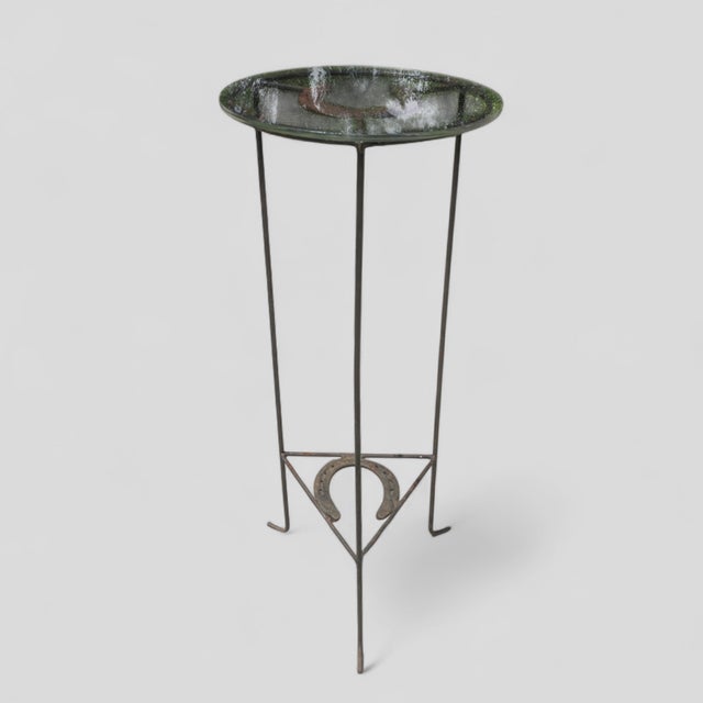 Vintage Southwest Cowboy Wrought Iron Horseshoe Plant Stand For Sale - Image 4 of 12