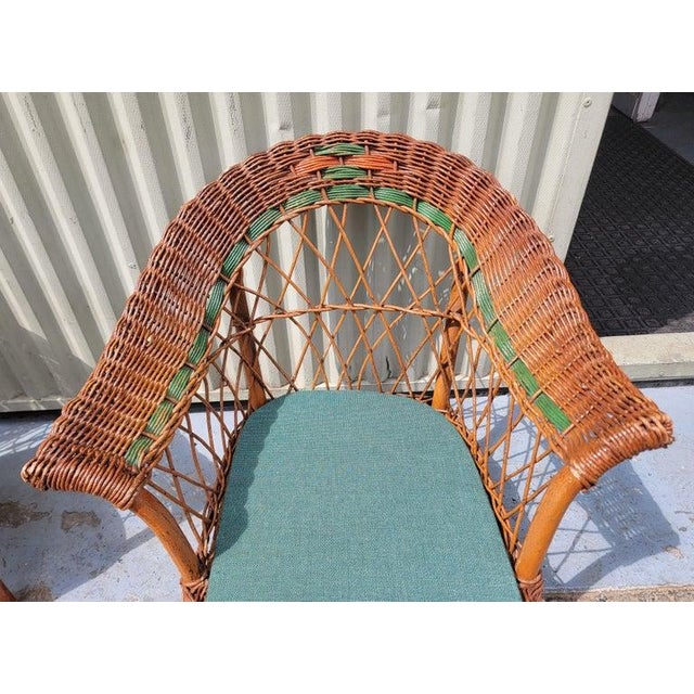 20th Century Bar Harbor Child's Wicker Chaise Lounge For Sale - Image 4 of 5