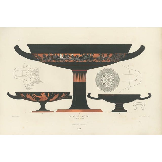 Albert Genick, Greek Kylix with Chariot & Warrior Procession, 1883, Lithograph For Sale - Image 4 of 10