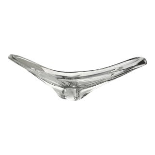 Daum, France Mid 20th Century Sculptural and Curvilinear Translucent Large 25" Wide Art Glass Bowl For Sale