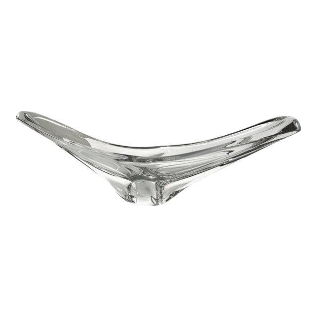 Daum, France Mid 20th Century Sculptural and Curvilinear Translucent Large 25" Wide Art Glass Bowl For Sale
