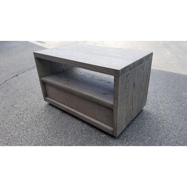 Restoration Hardware Bezier Open Nightstand in Grey Oak/Pewter 36