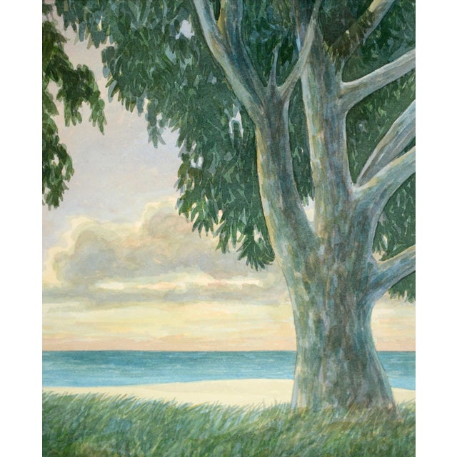 Late 20th Century "Eucalyptus Trees, Sunset" Coastal Landscape Watercolor Painting by Kipp Stewart, Framed For Sale - Image 4 of 8