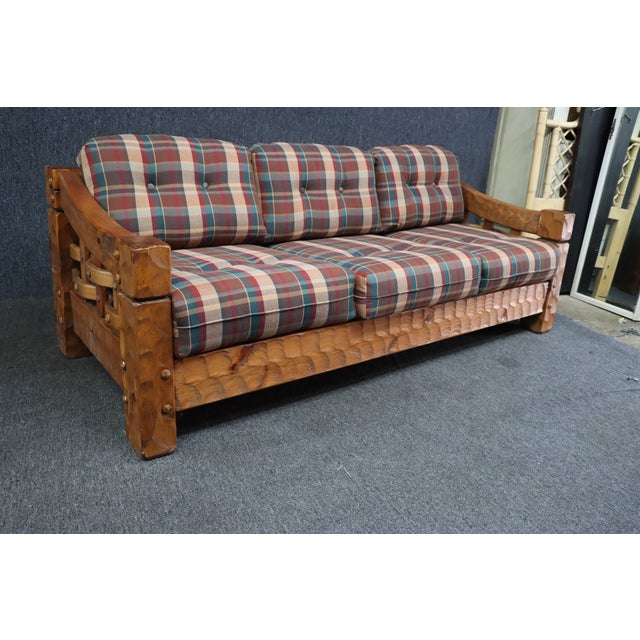 Rustic Modern Solid Pine Sofa by Null Chairish