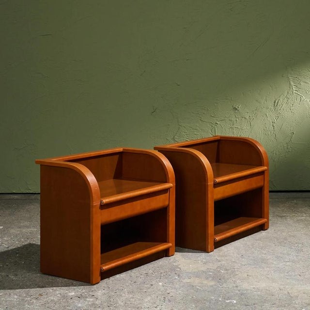 Cognac Leather Nightstands by Luigi Massoni for Poltrona Frau, Italy, 1970s, Set of 2 For Sale - Image 14 of 14