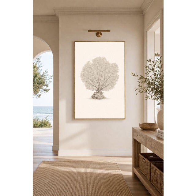 Contemporary Sea Fan Coral Study, Minimal Coastal Botanical Art Print, 24" × 36" For Sale - Image 3 of 10
