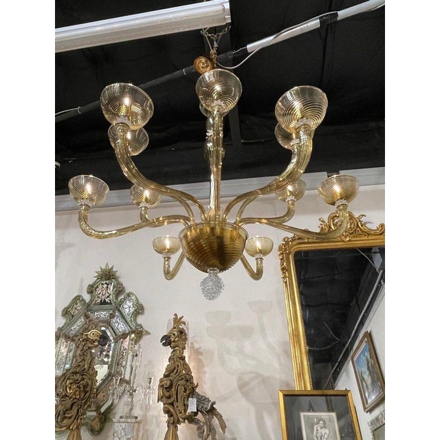 Gold Copy - Modern Gold Murano Glass Chandelier With 12 Arms For Sale - Image 8 of 9