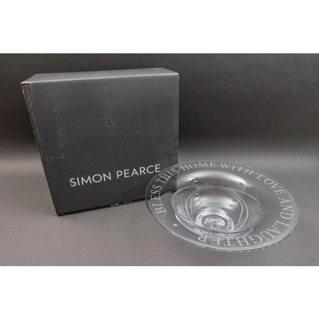 Simon Pearce Bless This Home With Love And Laughter Crystal Centerpiece Bowl. With Box. Measures approximately 14 1/4"...