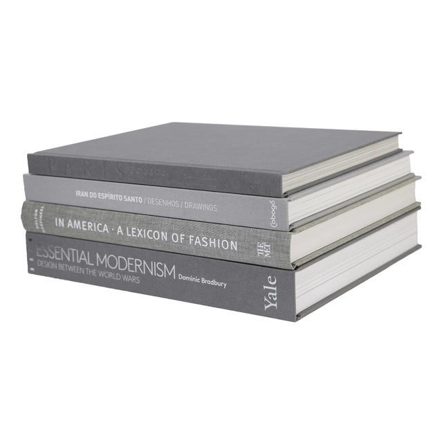 Decorative Books - Marble Coffee Table Stack - 4 Grey Books For Sale
