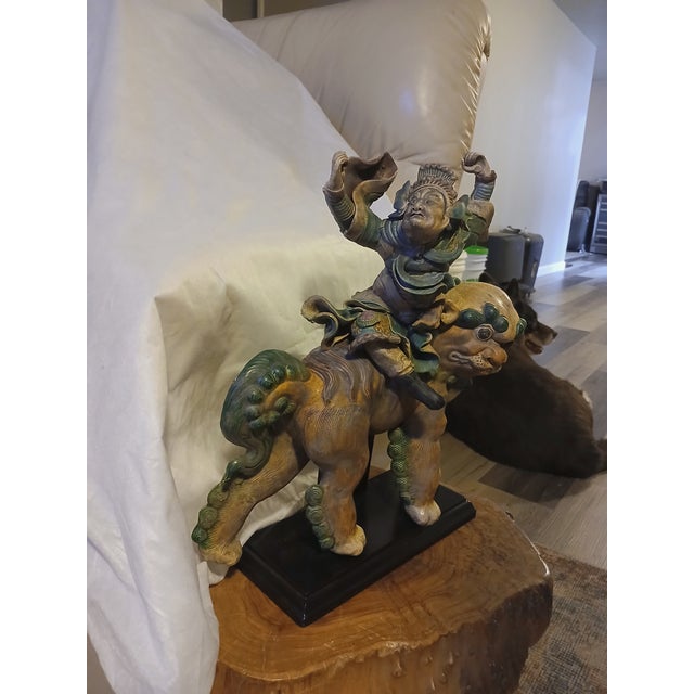 Antique Chinese Polychrome Glazed Ceramic or Terracotta Roof Tile Figure For Sale - Image 4 of 10