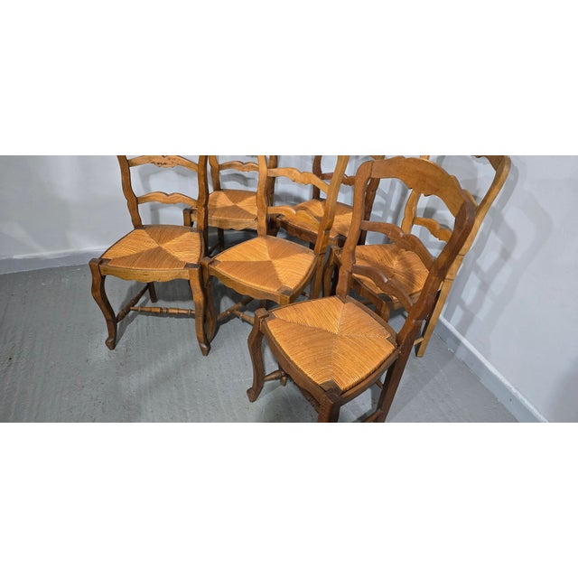 French Rustic Farmhouse Dining Chairs, 1900, Set of 6 For Sale - Image 6 of 11