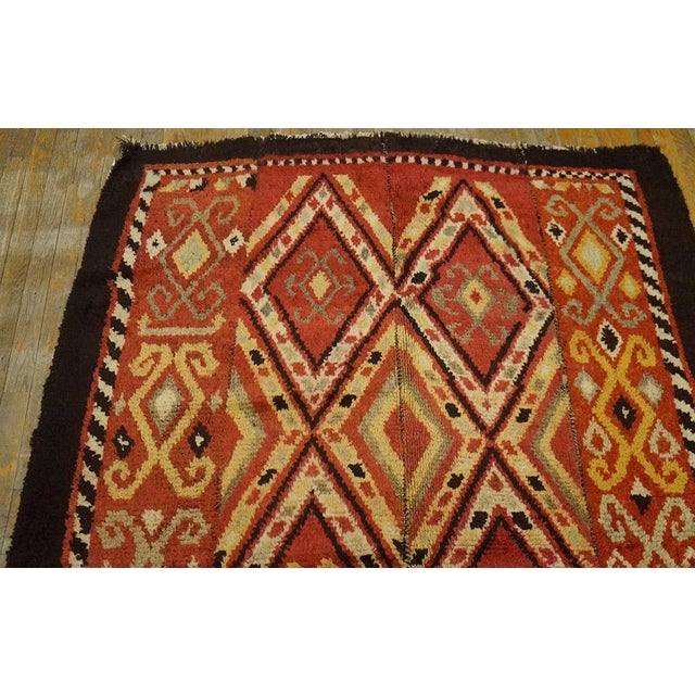 1890s Antique Red Rust Geometric Julkhir Uzbekistan Knotted Wide Gallery Rug For Sale In New York - Image 6 of 8