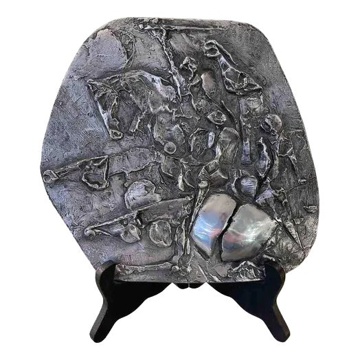 Silver-Plated Metal Plate by Nag Arnoldi, 1970s For Sale