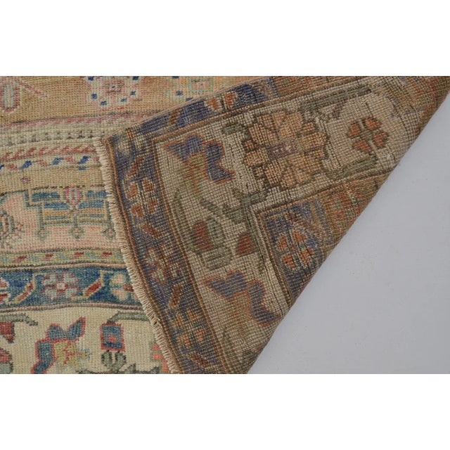 1950s Vintage Handwoven Oushak With Faded Botanical Medallion Rug For Sale - Image 5 of 10