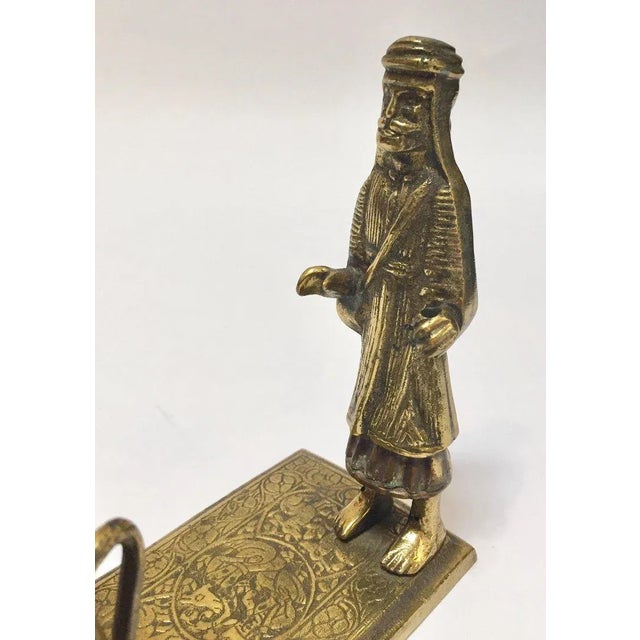 Brass Hindu Temple Oil Lamps Figures a Two Cows and Holly Man Standing For Sale - Image 10 of 13